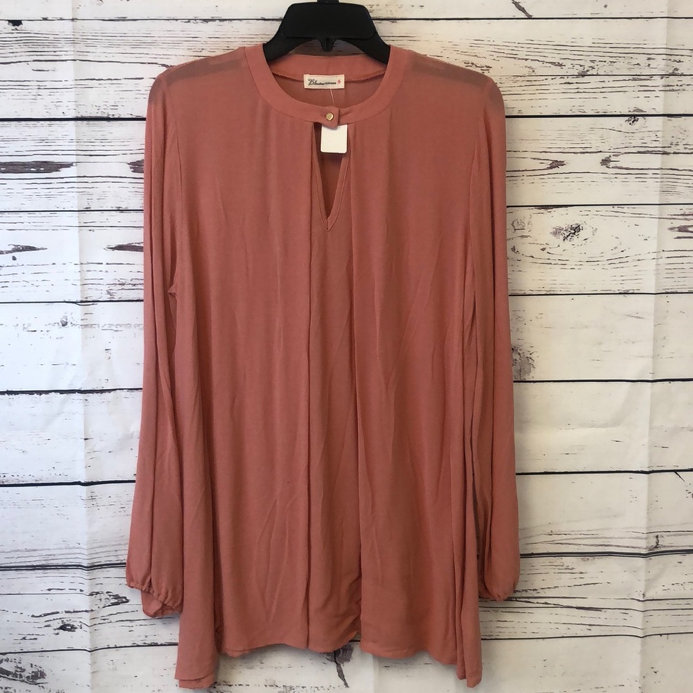 Blossom Clothing peach pink coral boho tunic blouse - Picture 2 of 4